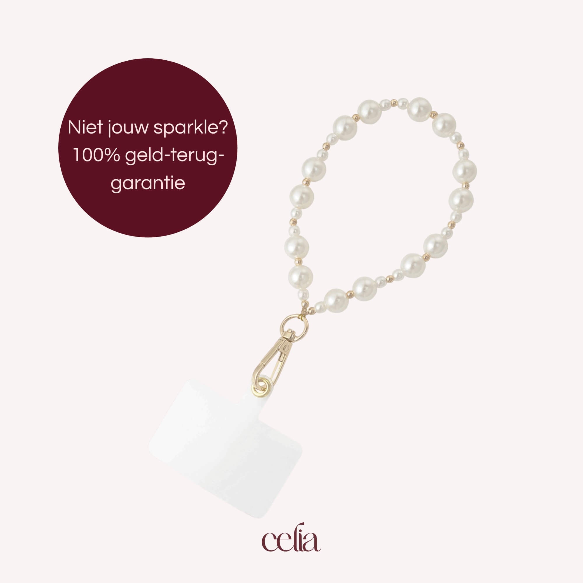 Call Me Pearlfect telefoonkoord kort - chic en praktisch accessoire voor vrouwen.