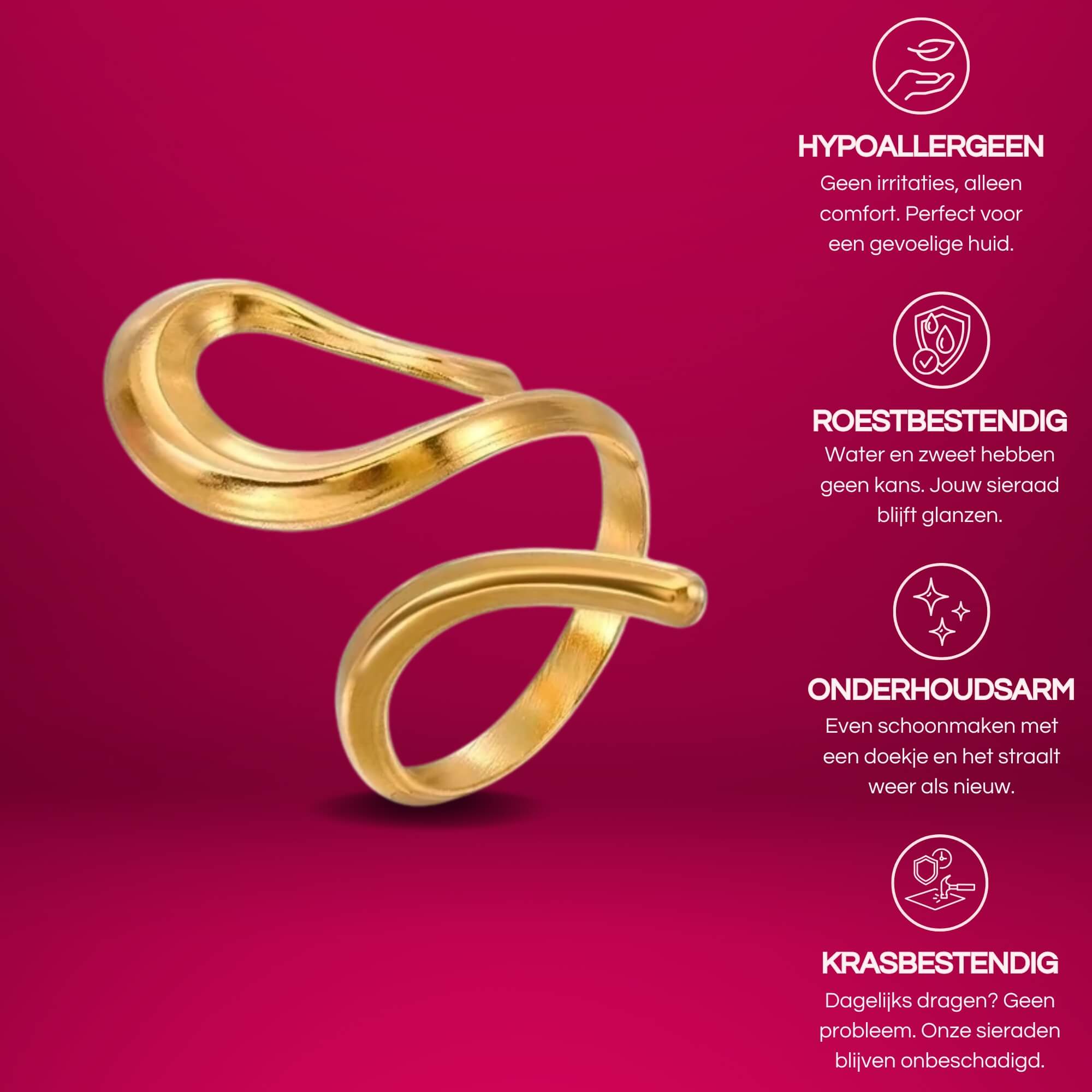 Gouden Dare to Dazzle Ring een mooie verstelbare ring voor vrouwen.