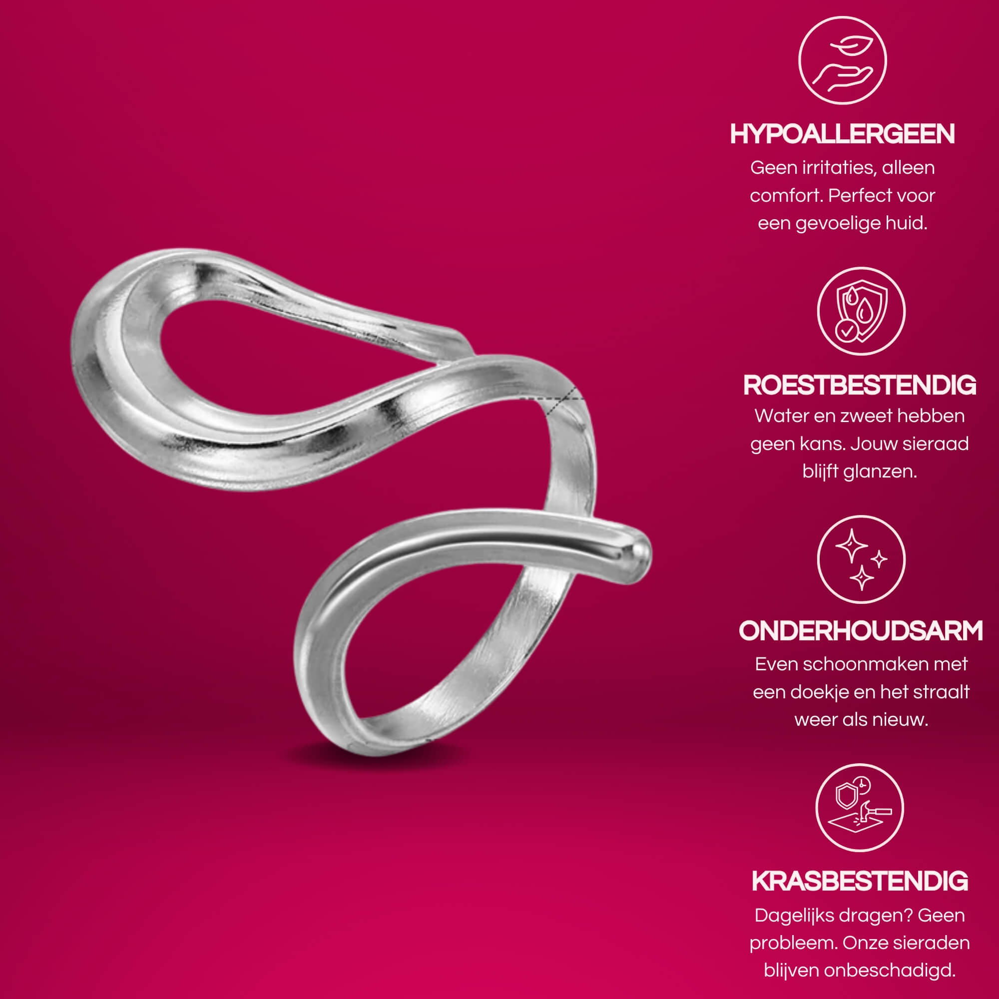Dare to Dazzle ring in het zilver, een roestvrij stalen ring die ook nog is verstelbaar is.