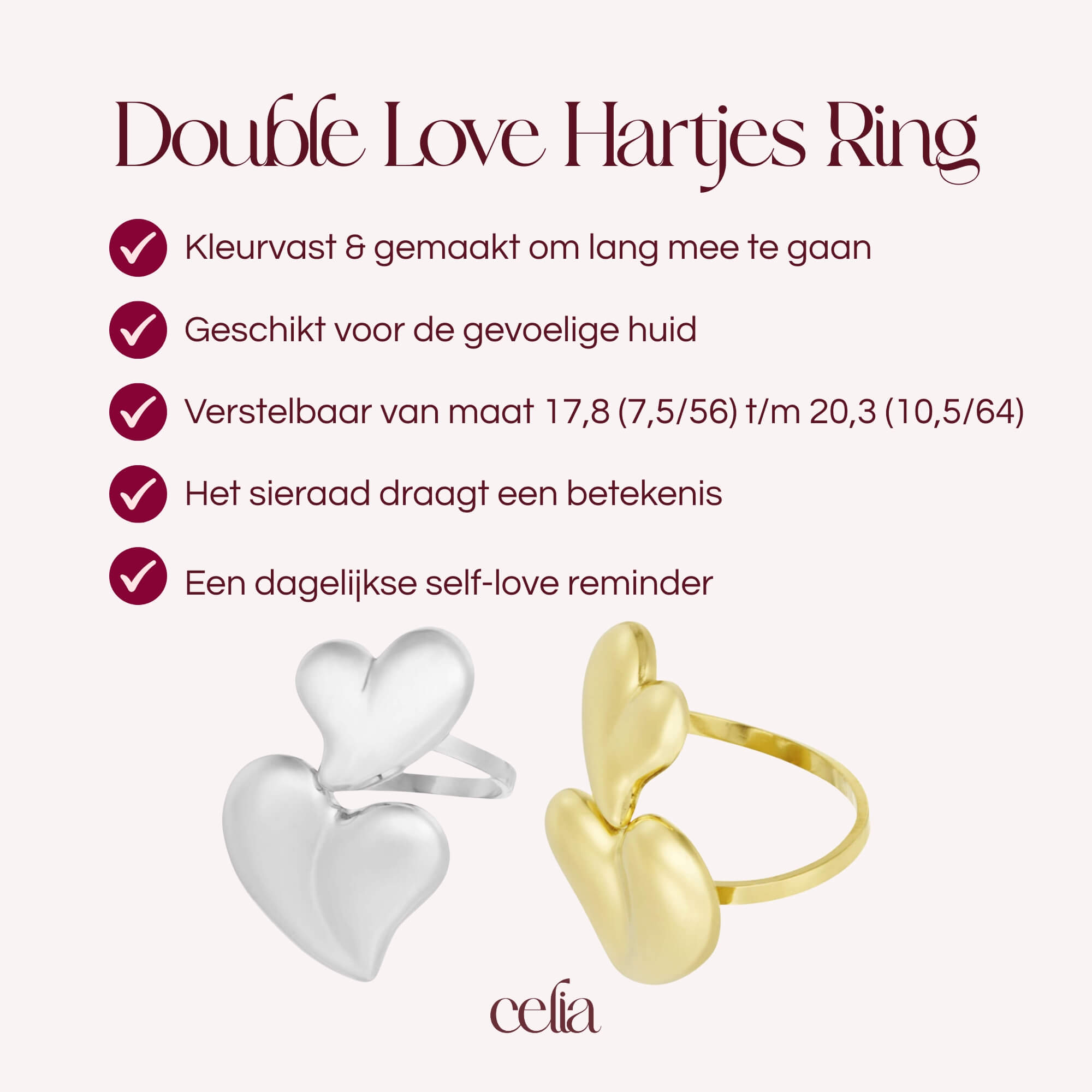 Double Love Hartjes Ring