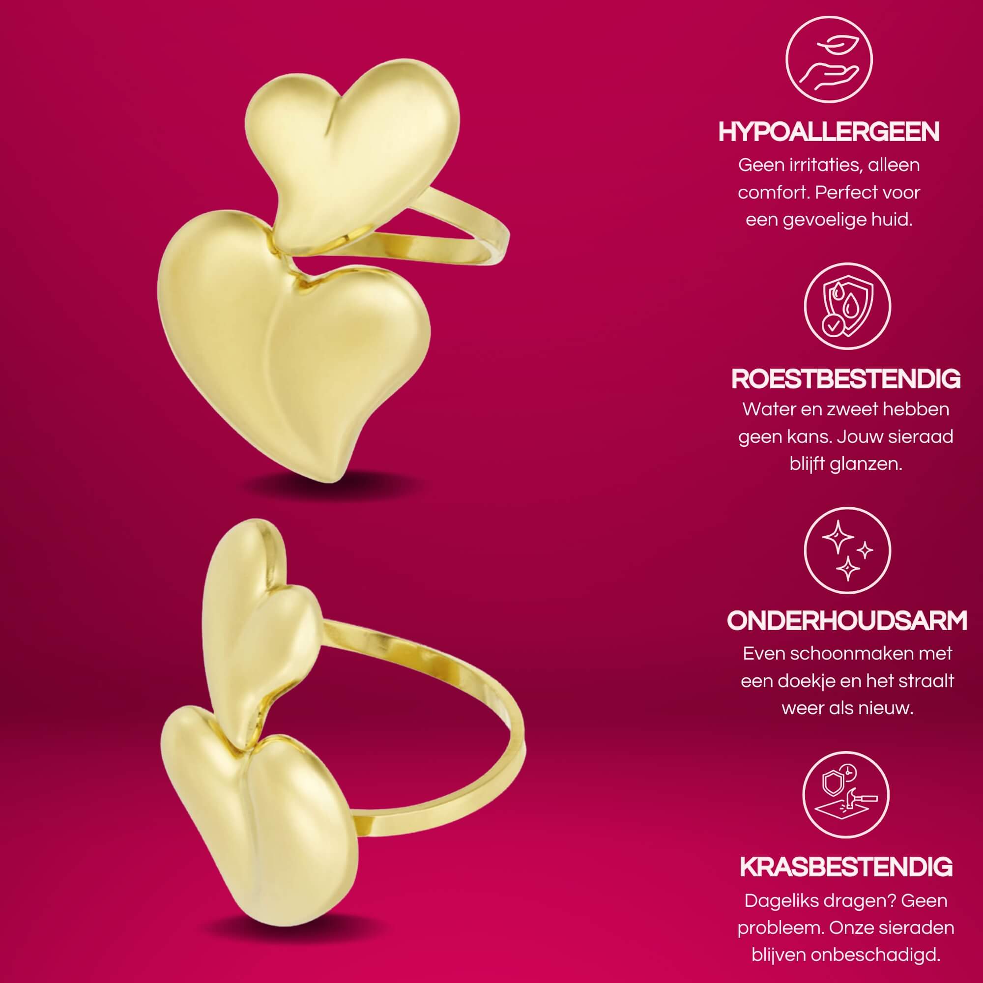 Double Love Hartjes Ring