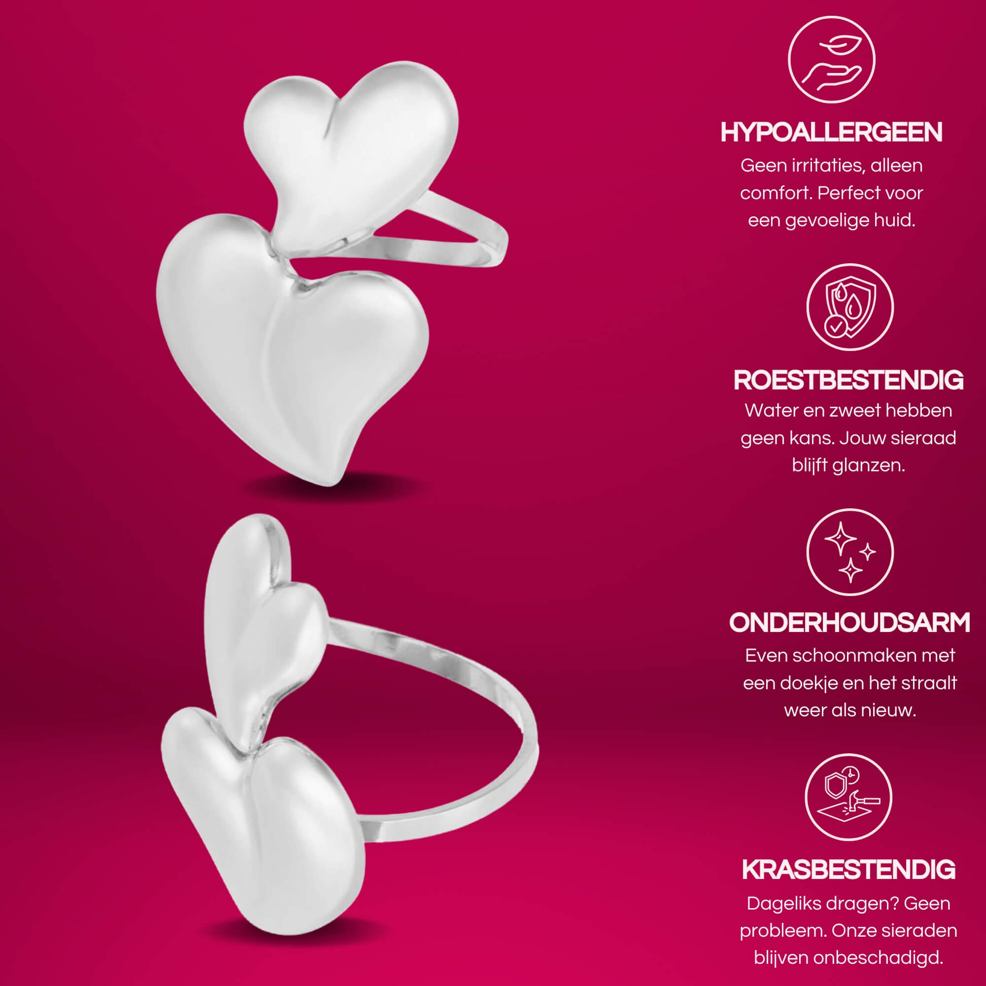 Double Love Hartjes Ring