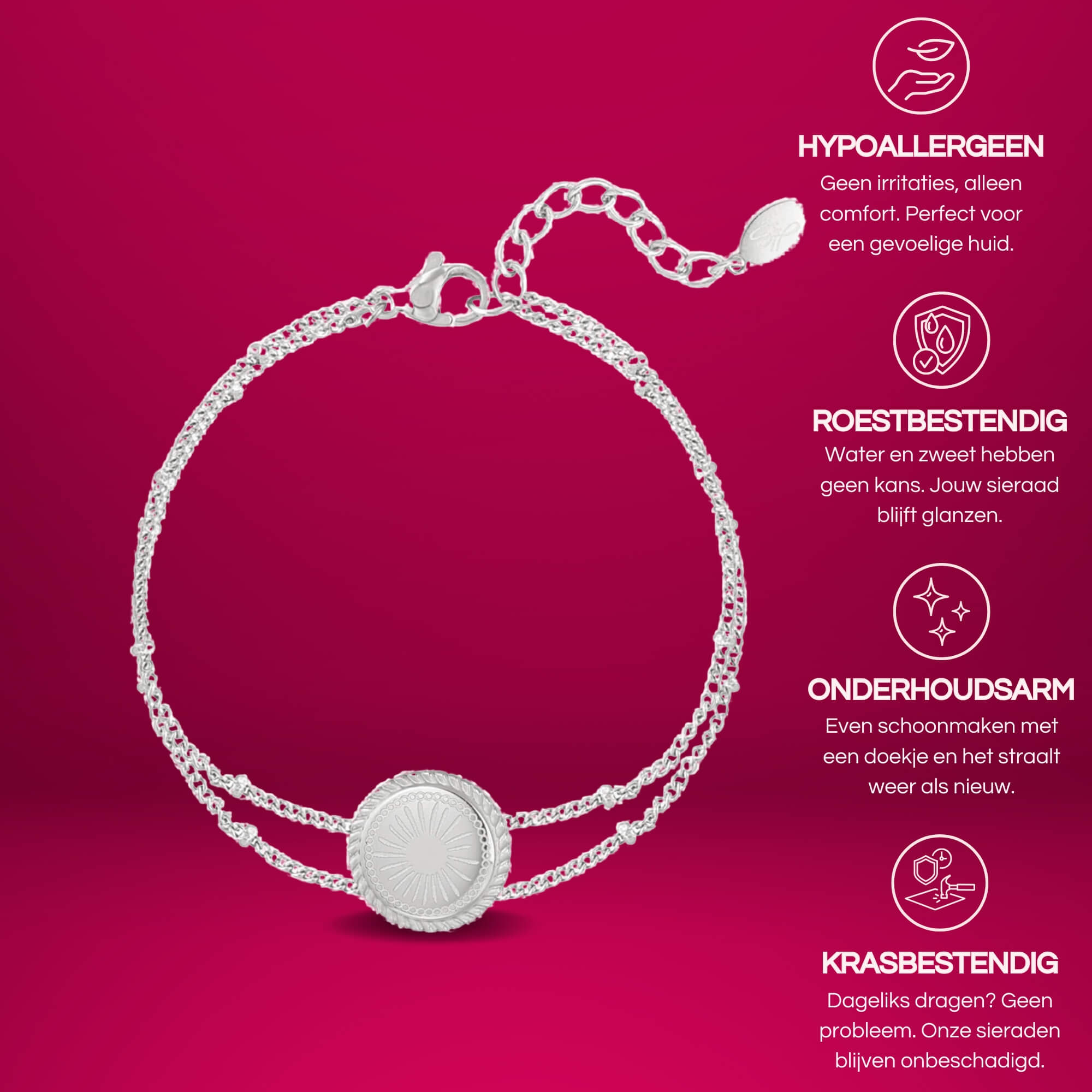 Dubbele armband ronde bedel