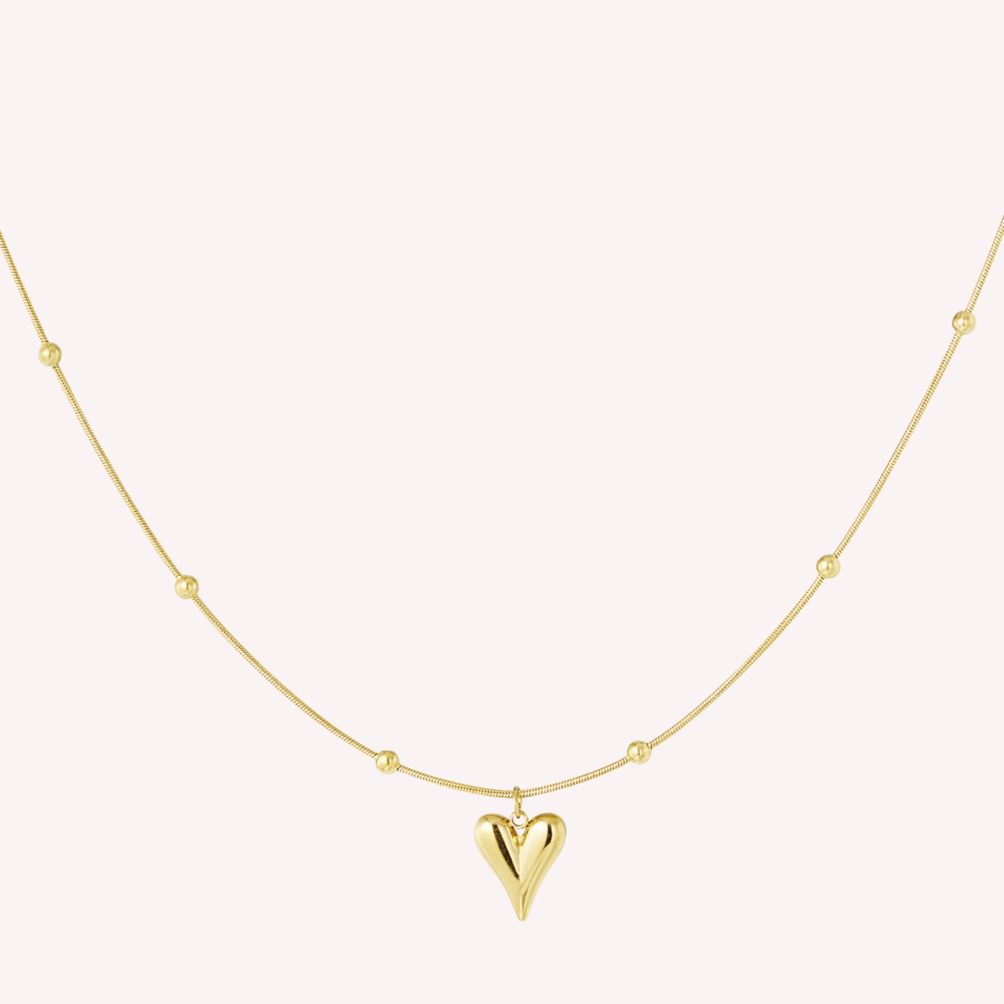 De Forever in Dots goud is een gouden hartjes ketting met balletjes, roestvrij staal en hypoallergeen.