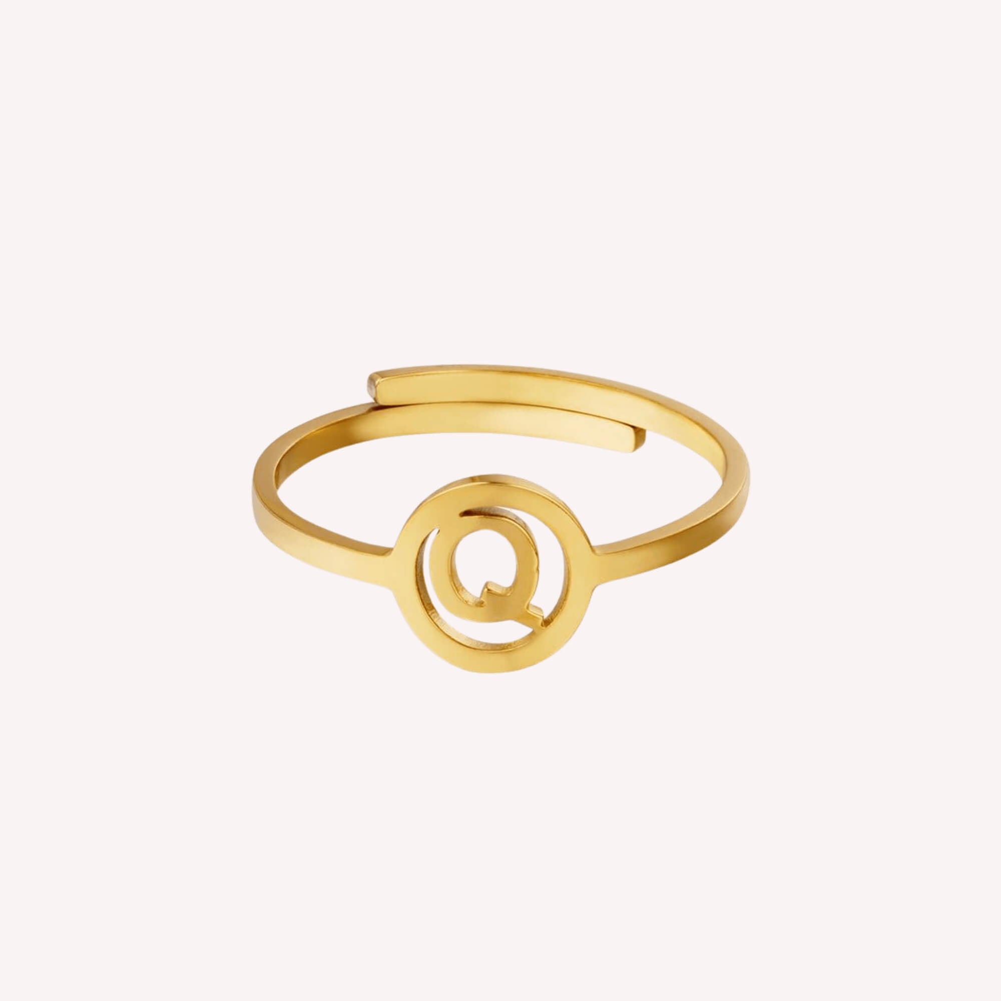Gouden letter ring G – Verstelbare dames ring van RVS met initiaal G.