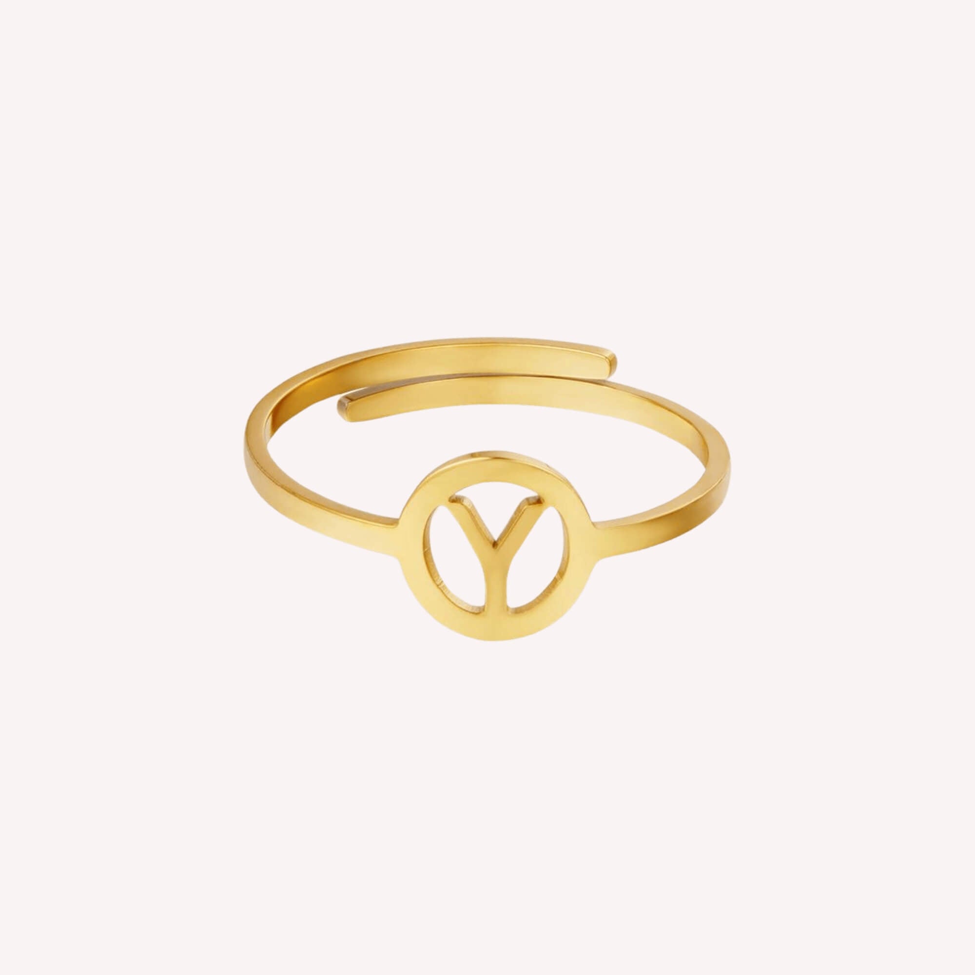 Gouden letter ring Y – Hypoallergene vrouwen ring met initiaal Y.