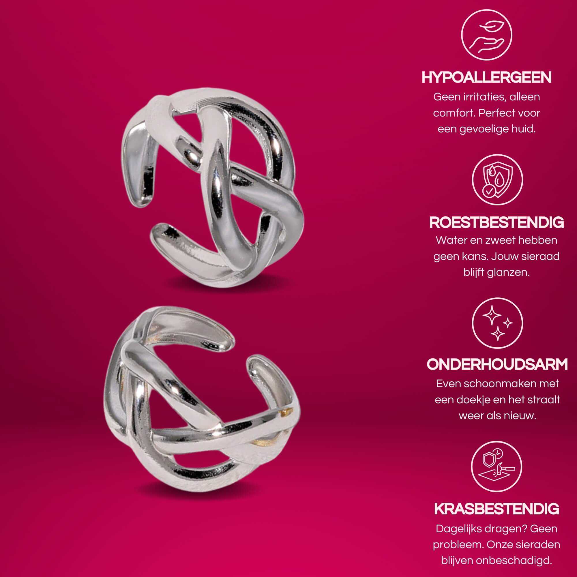 Hypoallergene zilveren ring van roestvrij staal. Tijdloze, verstelbare ring voor vrouwen die stijlvol en krachtig willen stralen.