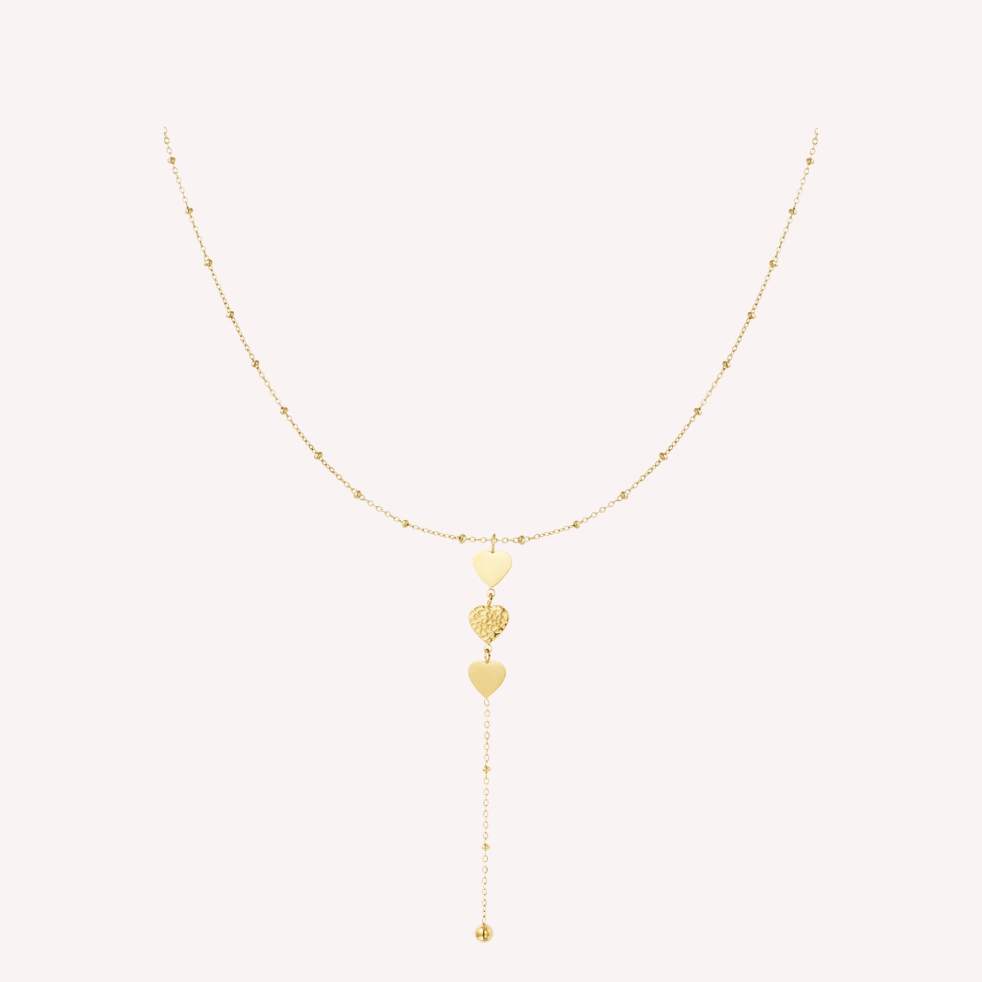 Gouden Love Sparks ketting met subtiele hartjes, verstelbaar en gemaakt van roestvrij staal