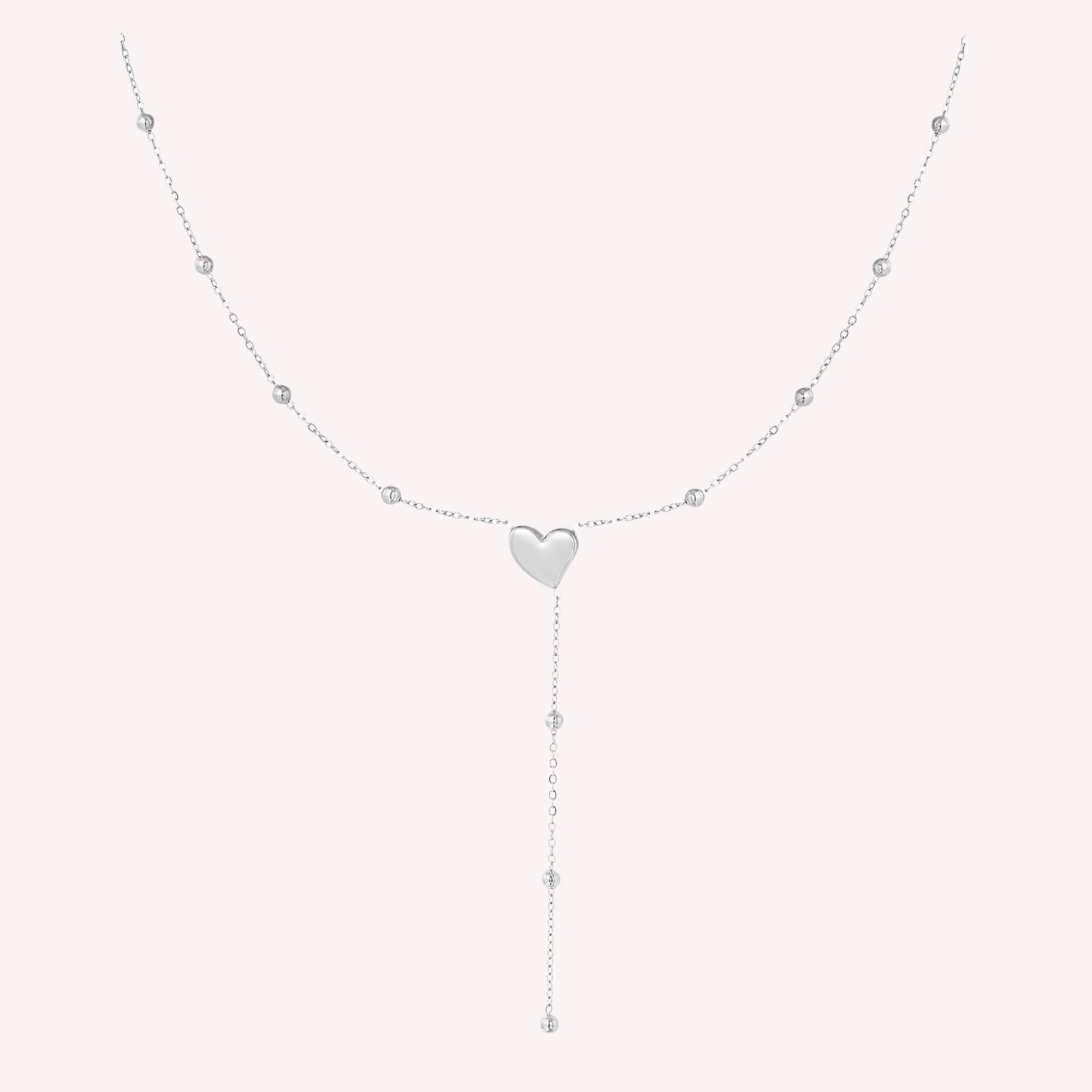 Love Drop Ketting zilver - een zilveren korte decolleté ketting gemaakt van roestvrij staal en is speciaal voor dames.