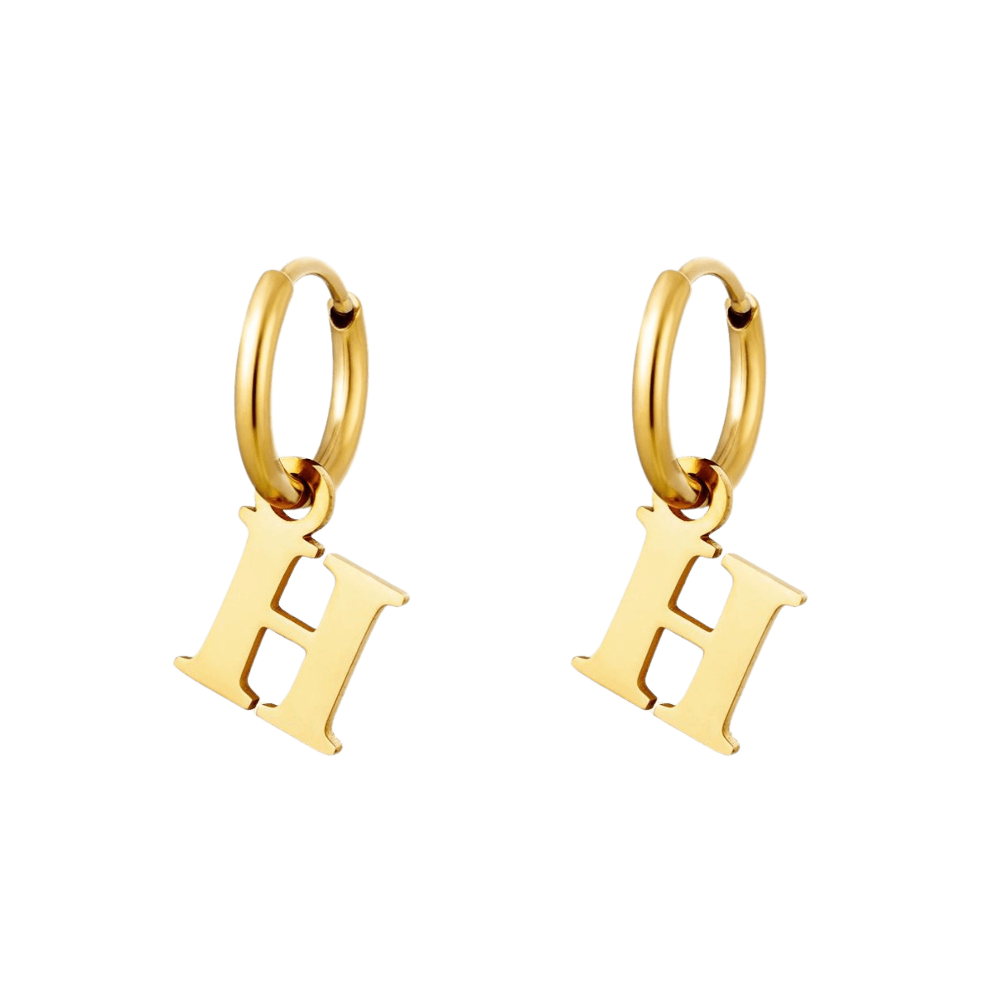 Initial Love Oorbel goud met letter H, voegt een sprankje liefde toe – gouden letter oorbellen met de letter H.