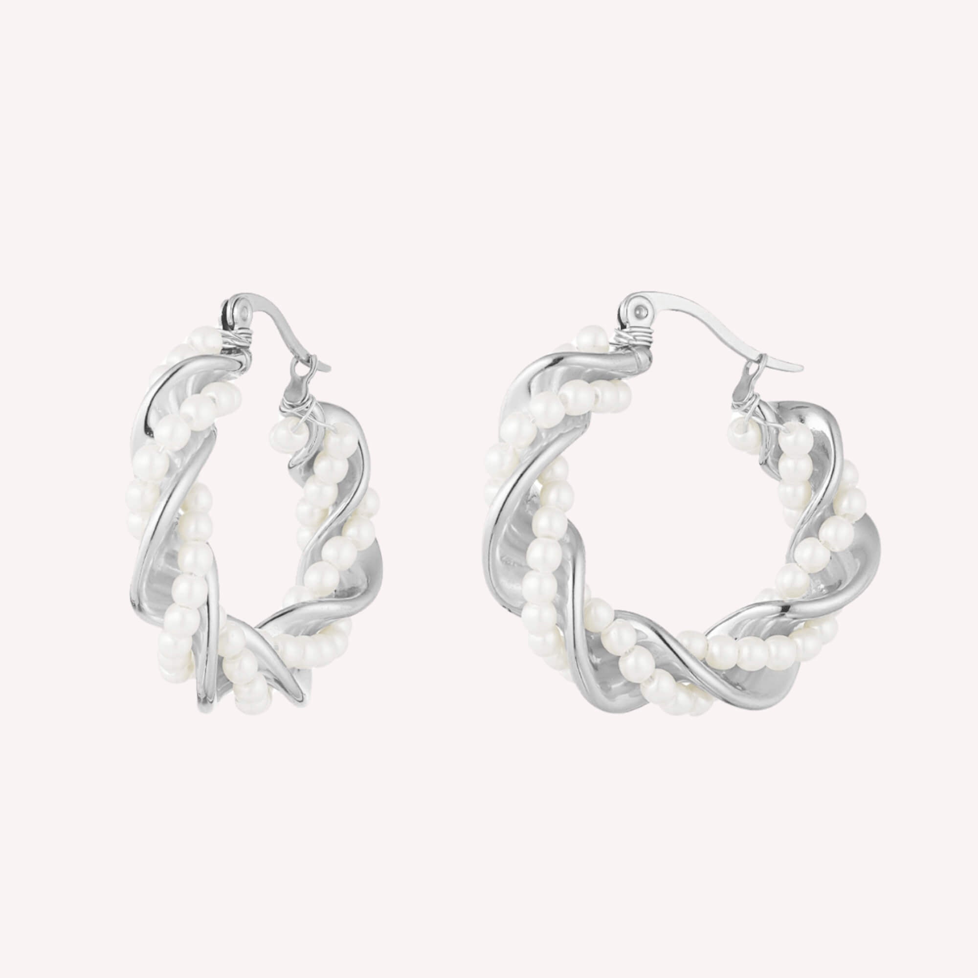 Oorbellen met parelkoord zilver