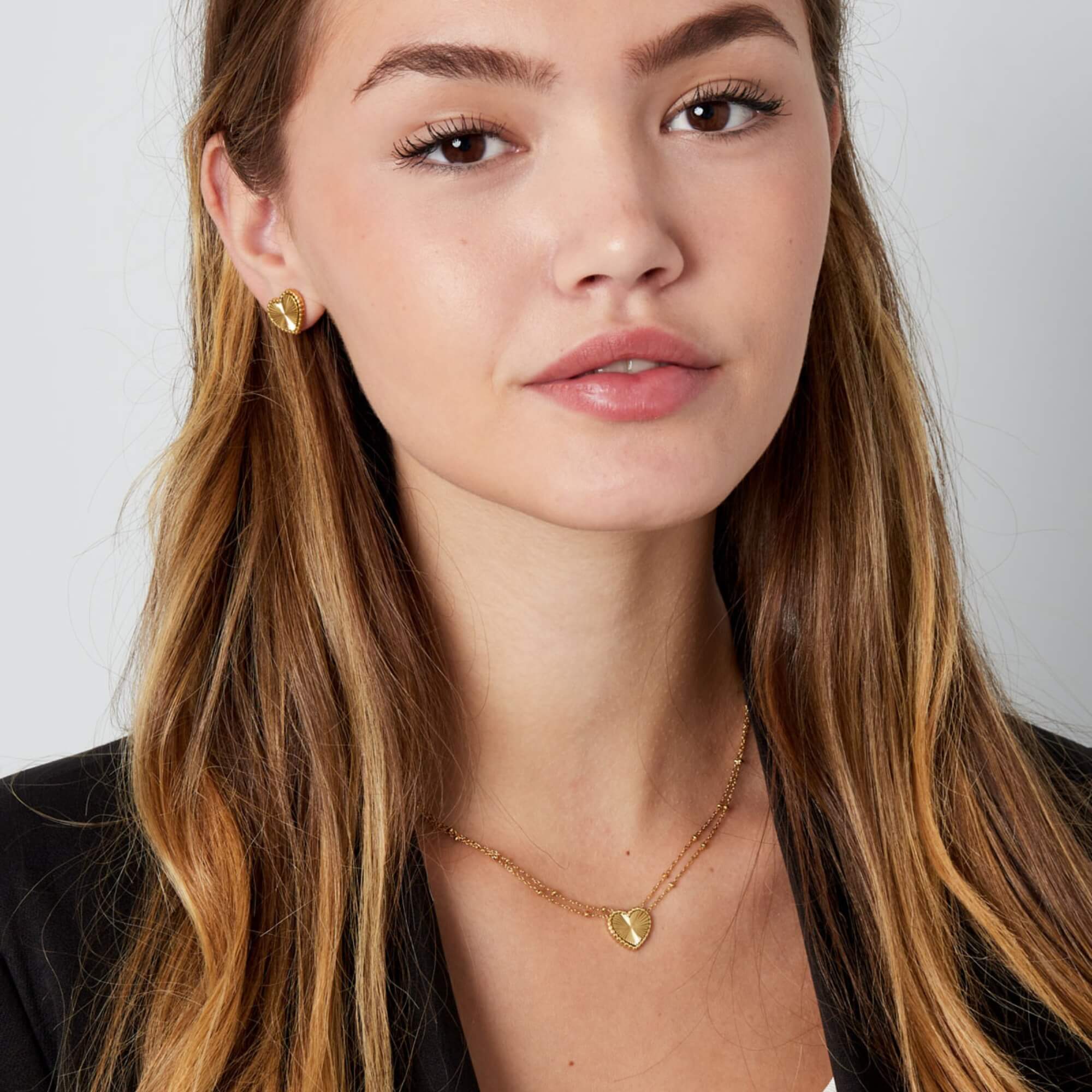 P.S. I Dot You Ketting, een roestvrij stalen bolletjes ketting met harten bedel.