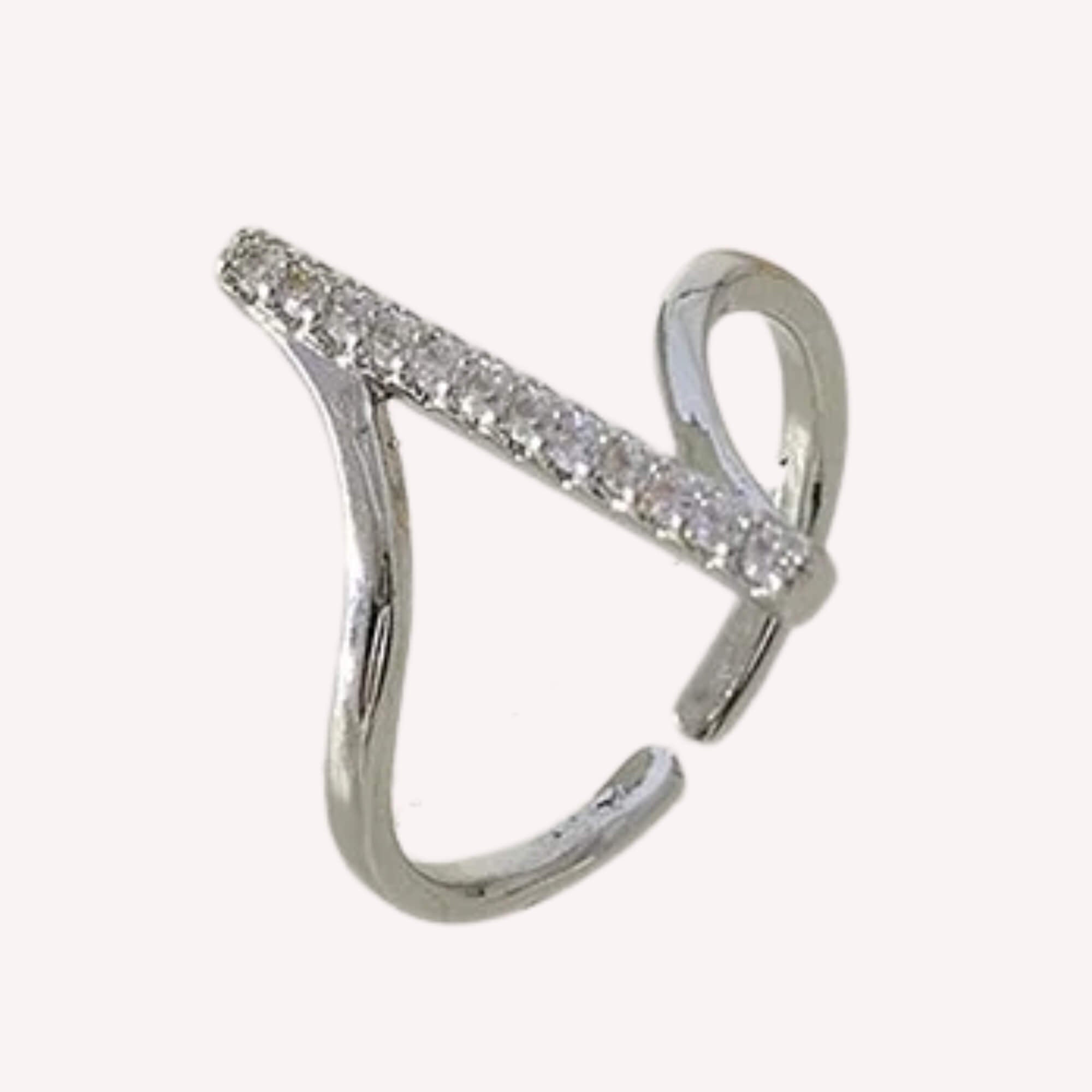 Shine Your Line Ring zilver – elegante zilveren ring met zirkonia steentjes, verstelbaar en hypoallergeen.