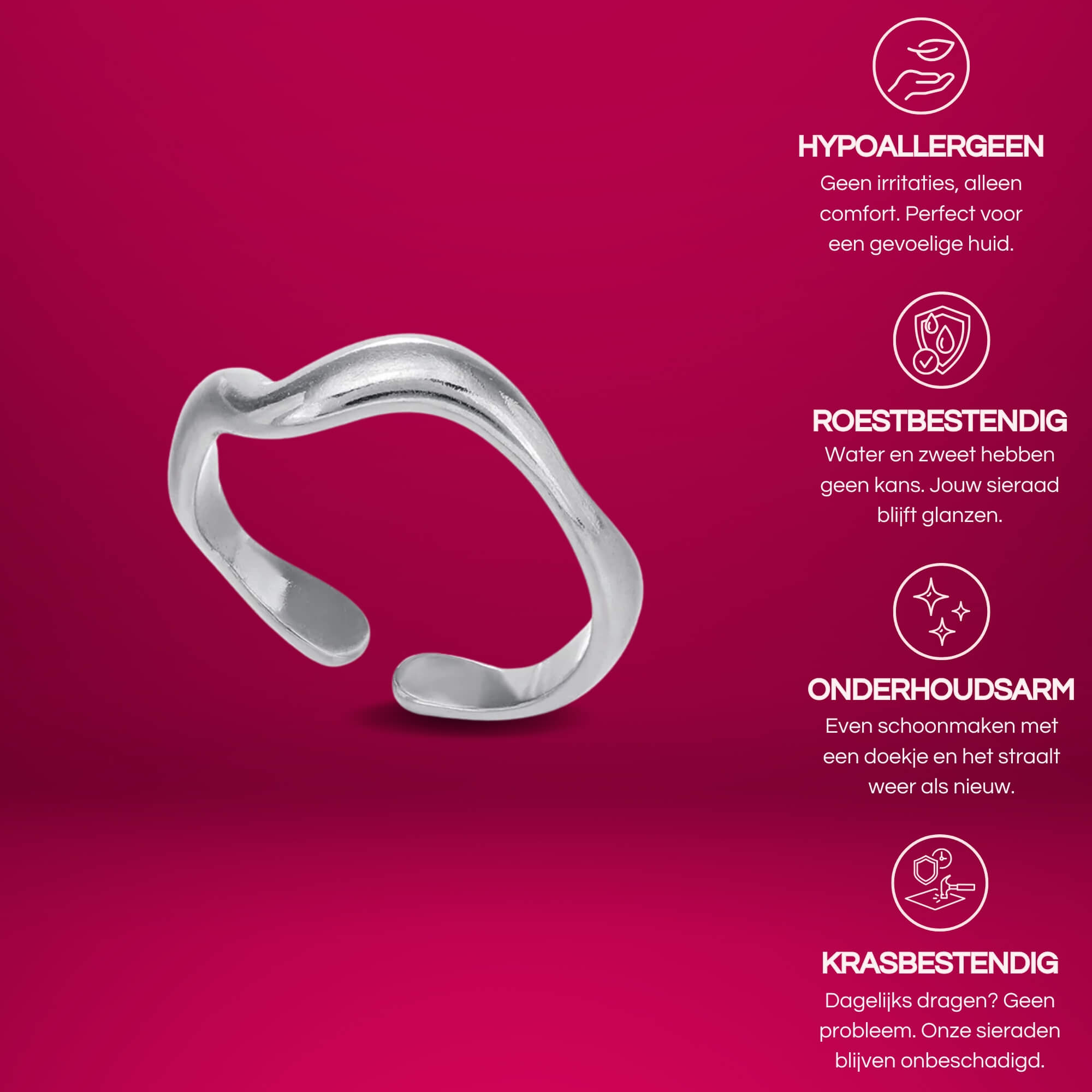 Zilveren Simply Stunning Ring voor vrouwen. Dit is een minimalistische ring gemaakt van roestvrij staal en dus hypoallergeen.