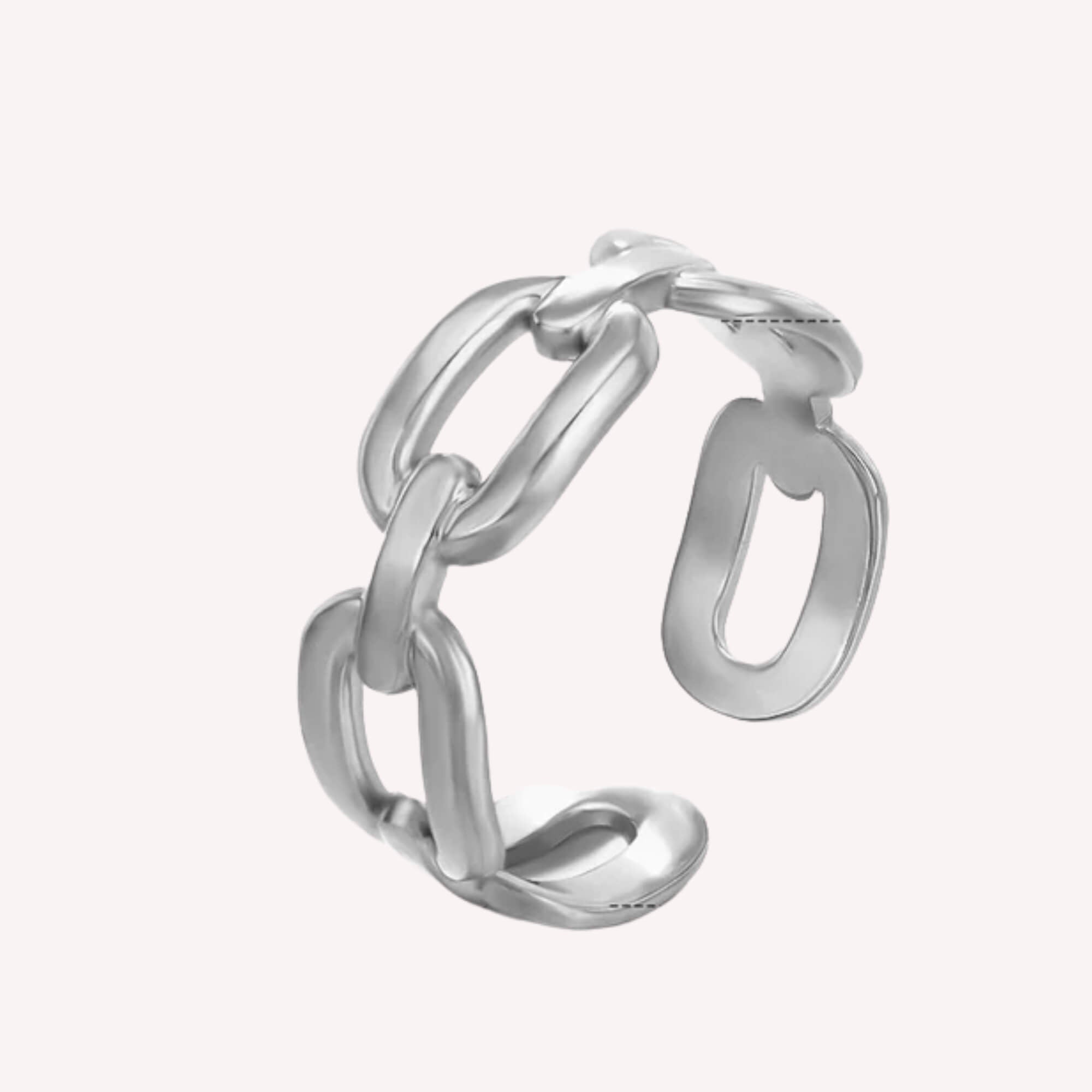 Zilveren Unbreakable Bond Ring - Elegante ring met een gedetailleerd kettingdesign, perfect voor een bold & sophisticated look.