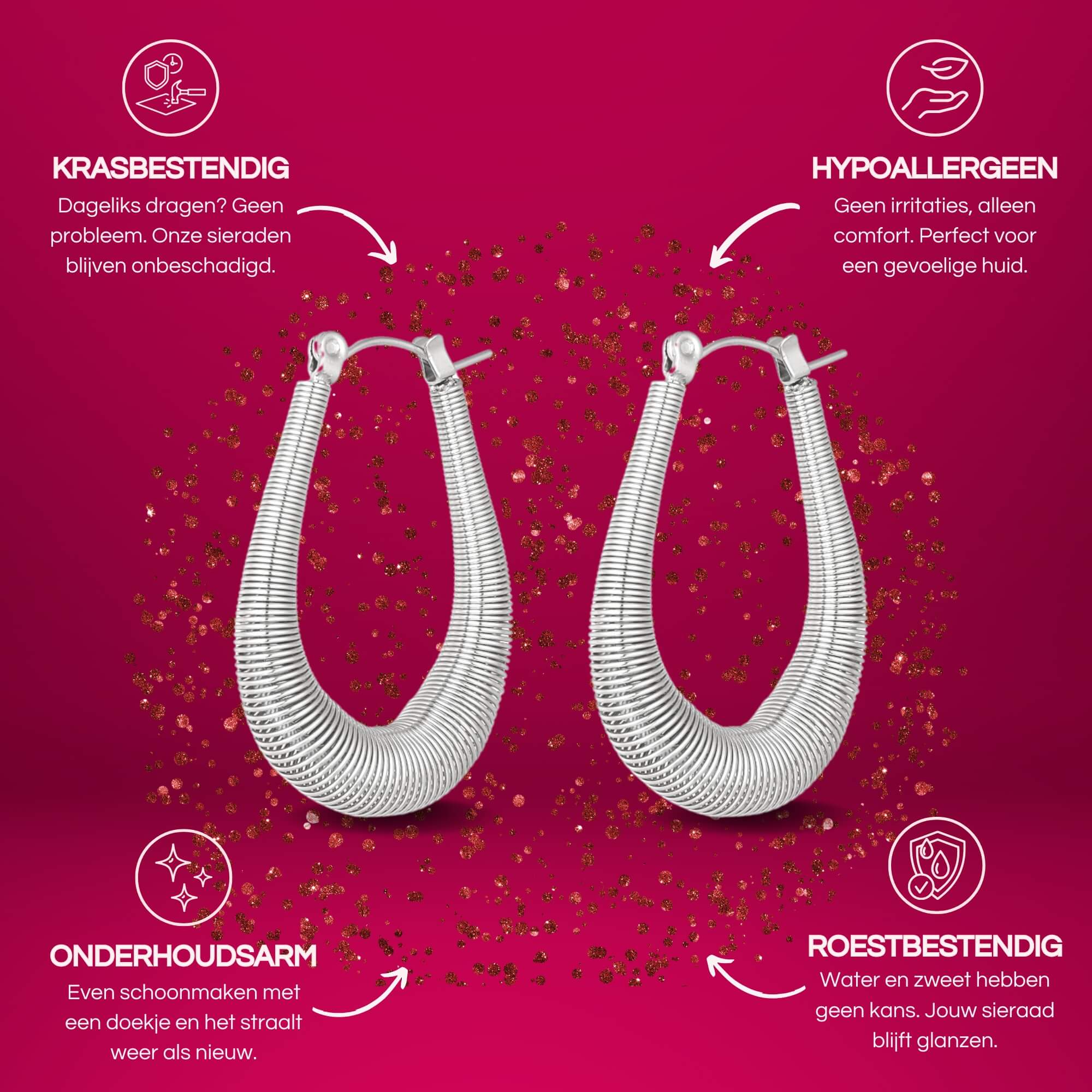 Zilveren Wrapped in Style Oorbellen met veerelastiek, minimalistische oorbellen van roestvrij staal.
