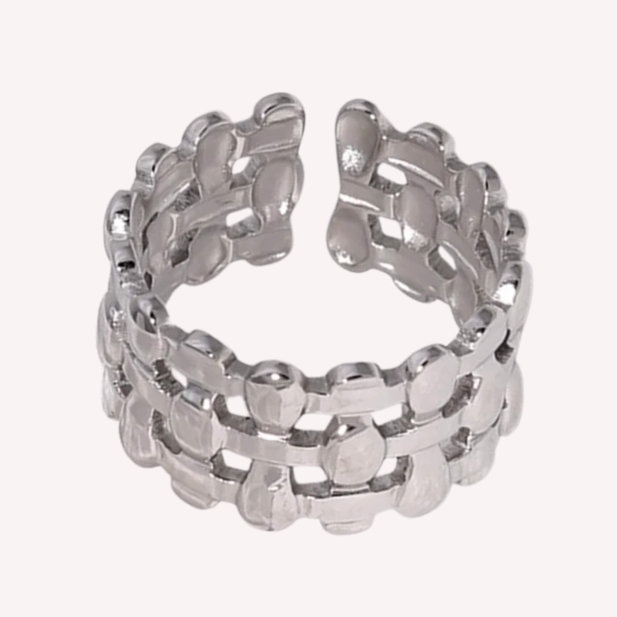 Zilveren Dripping Gold Ring – Luxe ring met een speels ontwerp van 3 lagen, verbonden in een vloeiende vorm. Tijdloos en elegant.