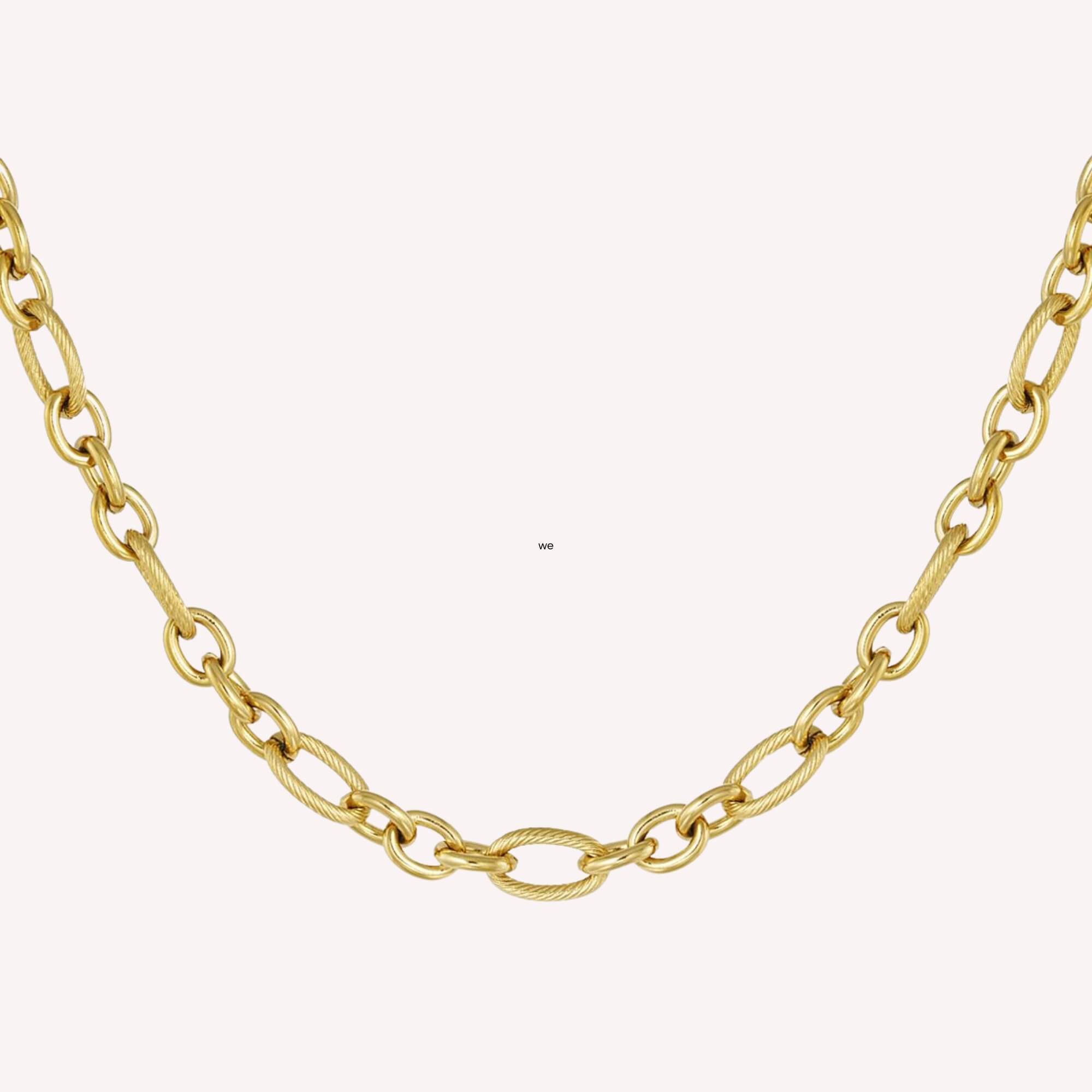 Statement schakel ketting in het goud