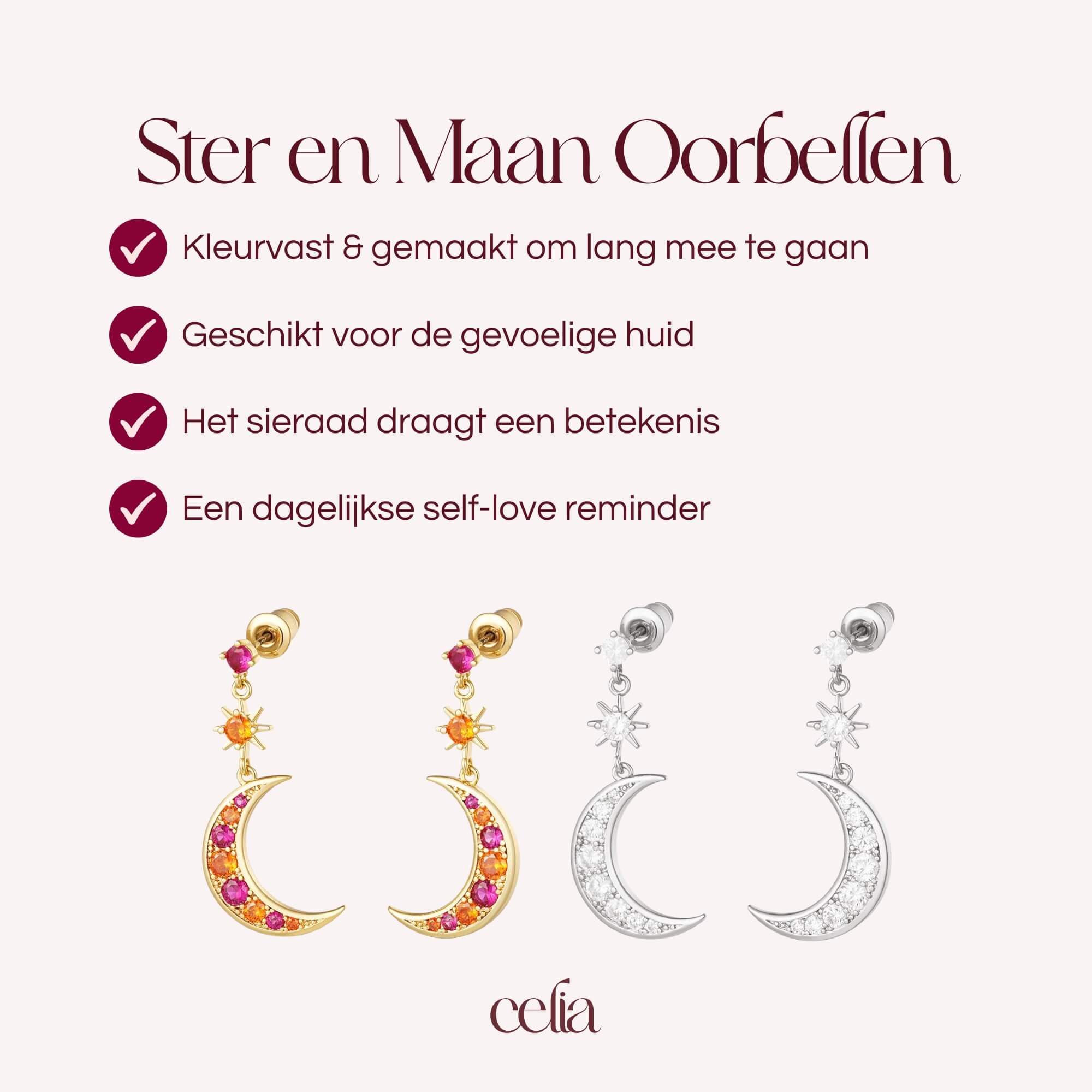 Ster en maan oorbellen