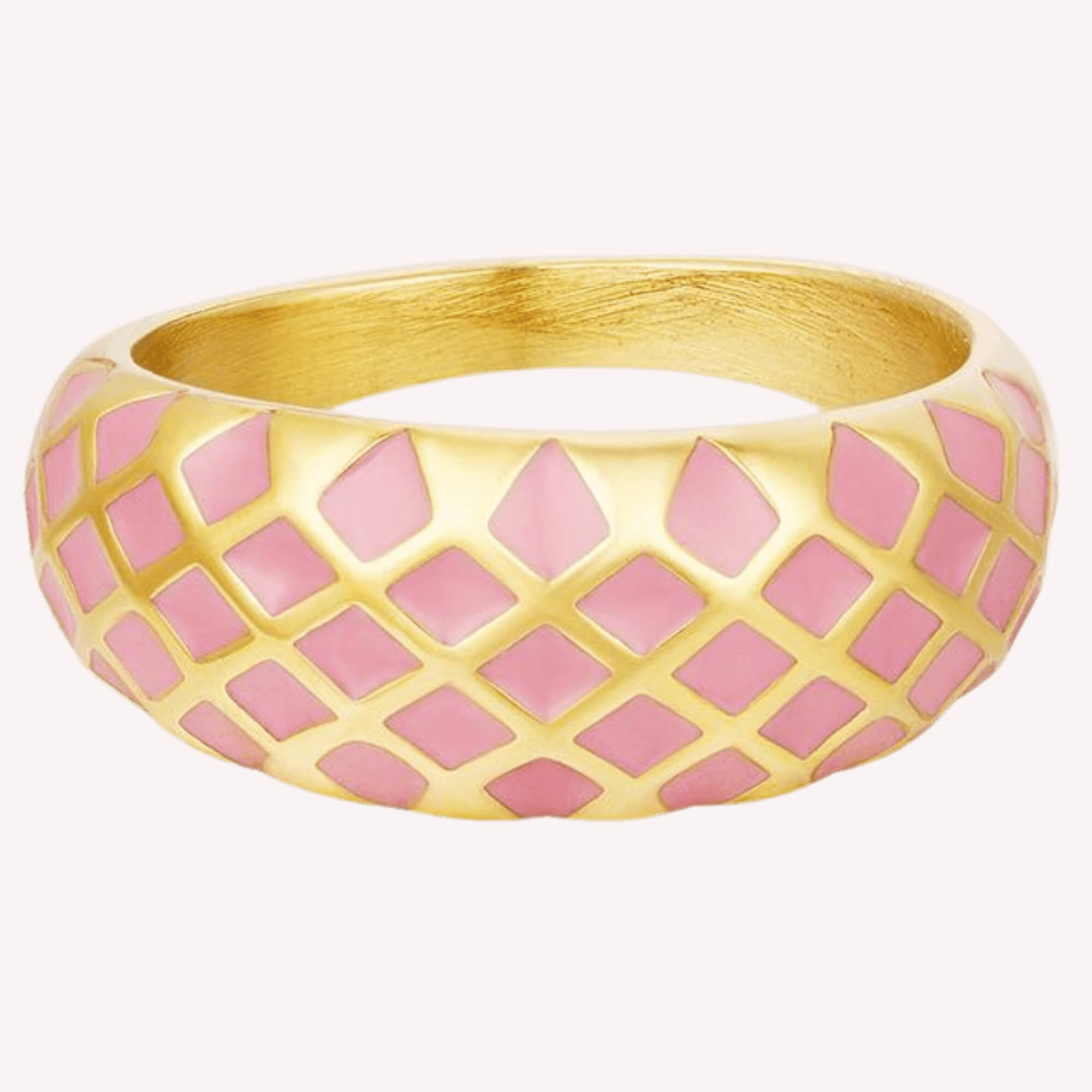 Sweet Like Honey Ring roze – gekleurde ring met roze emaille, statement ring voor vrouwen, liefdevol en stijlvol sieraad.