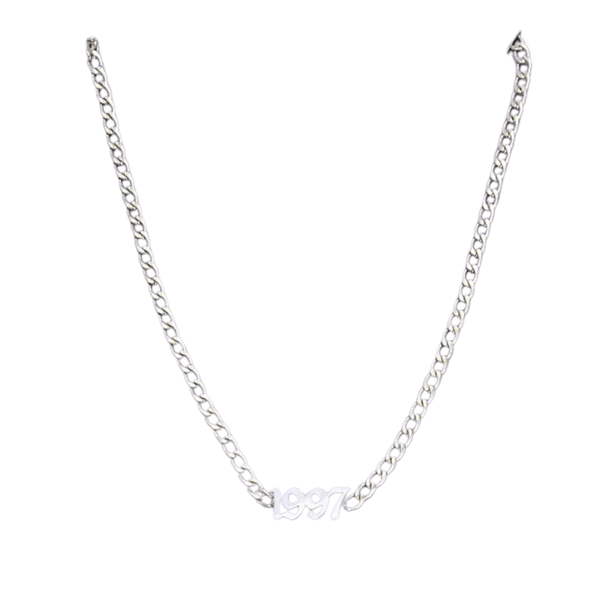 Vrouwen ketting met jaartal 1997, zilveren nikkelvrije ketting.