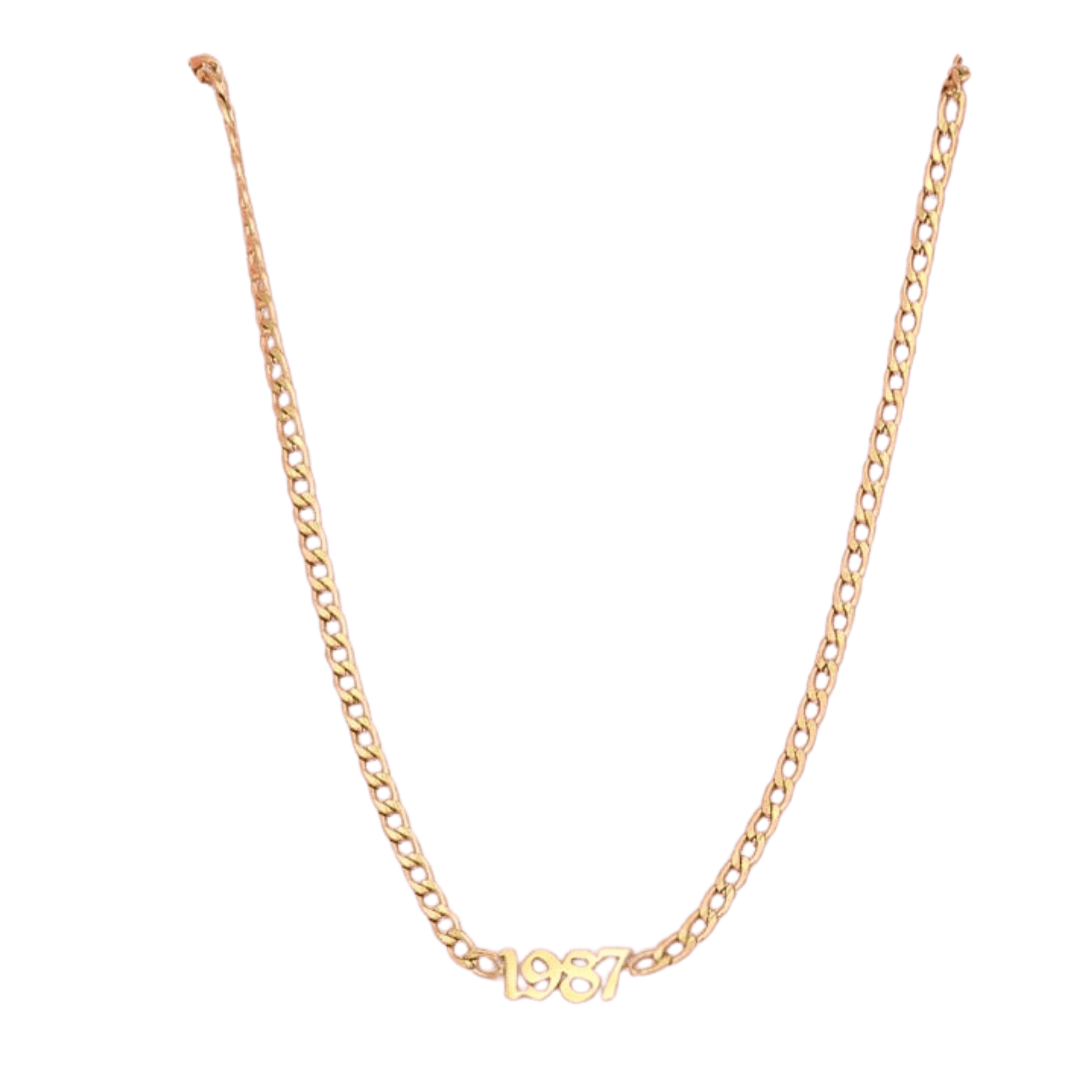 Nikkelvrije ketting met jaartal 1987, gouden vrouwen ketting.