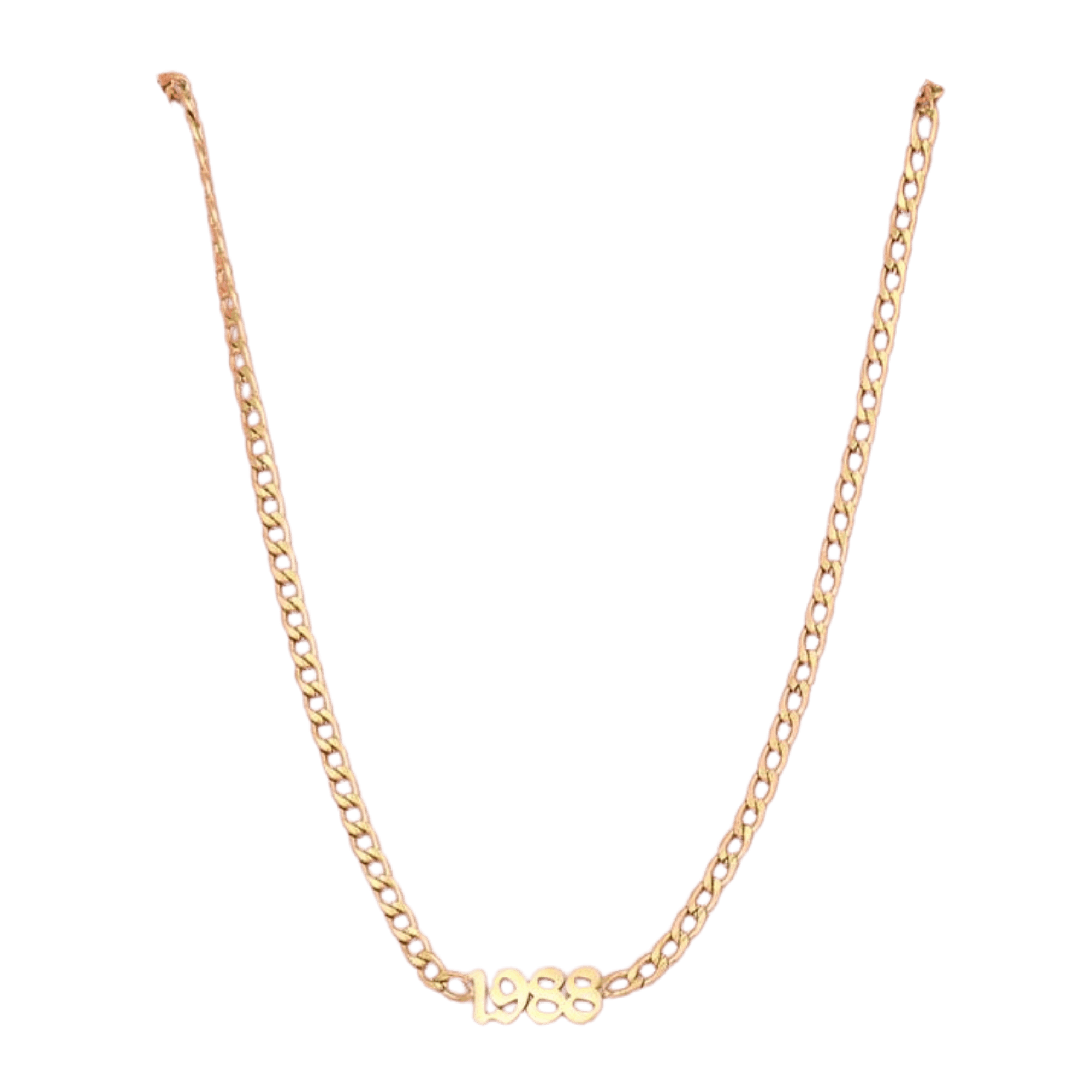 Vrouwen ketting met jaartal 1988, nikkelvrije gouden ketting.