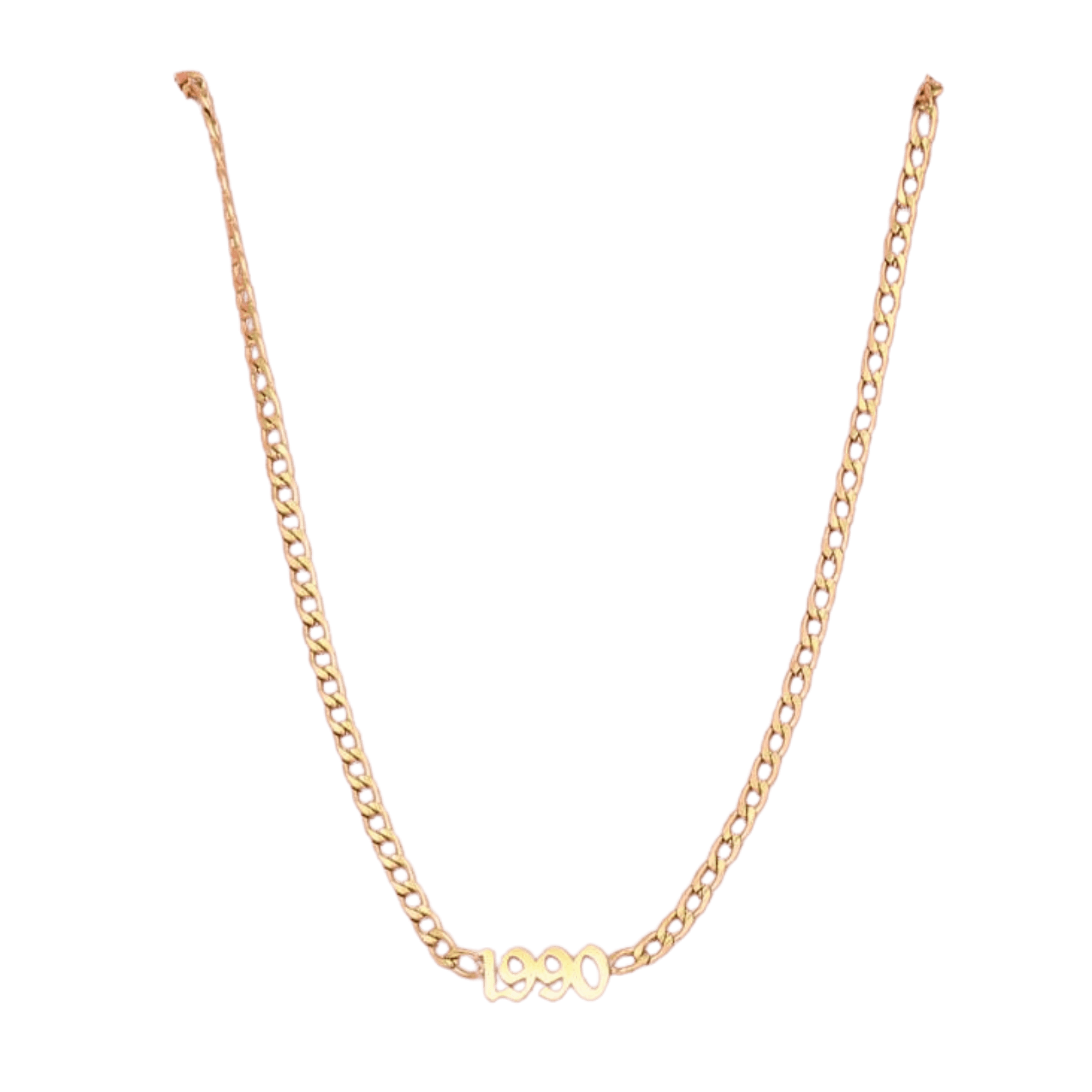 Nikkelvrije gouden ketting met jaartal 1990, vrouwen ketting.