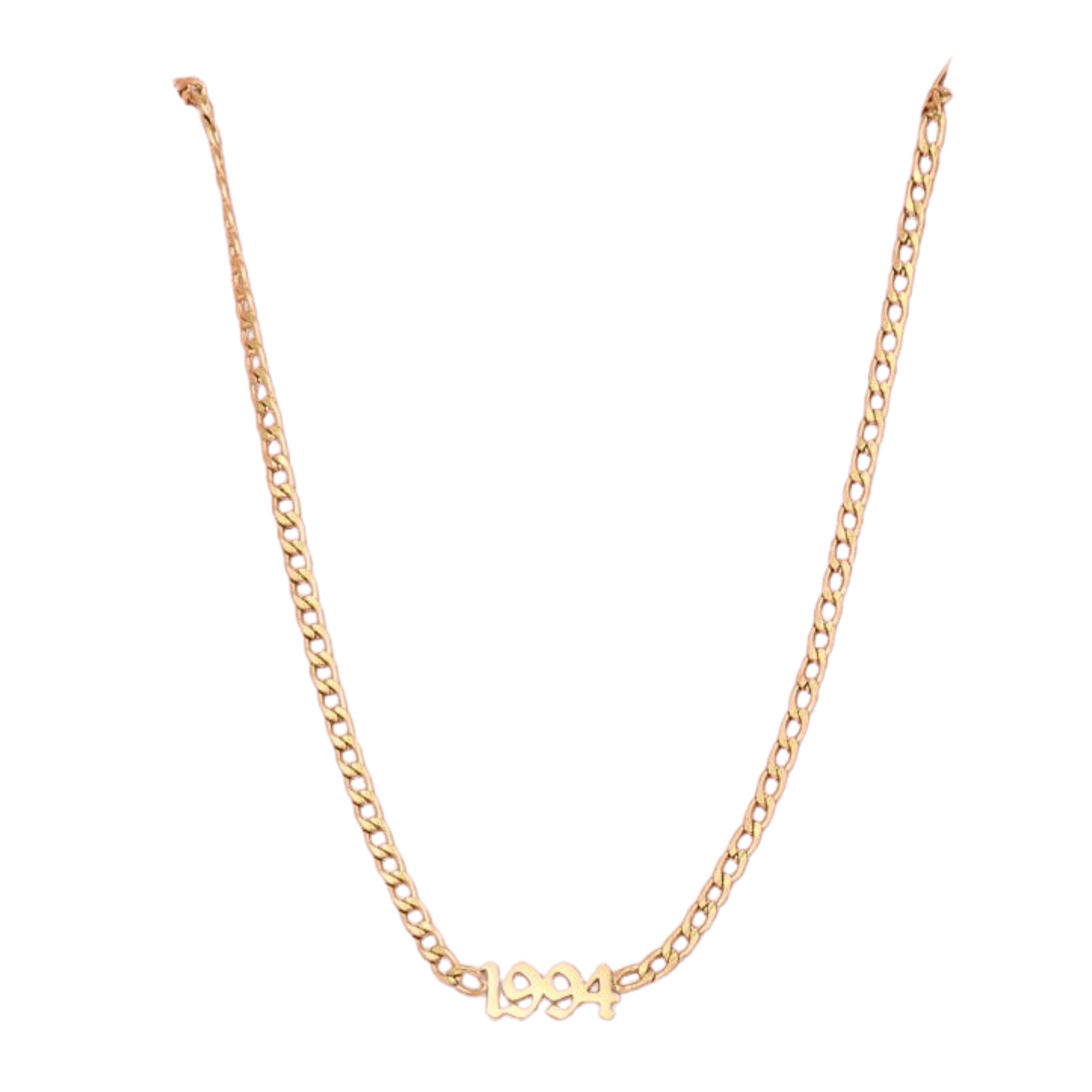 Gouden ketting met jaartal 1994, nikkelvrije ketting voor vrouwen.